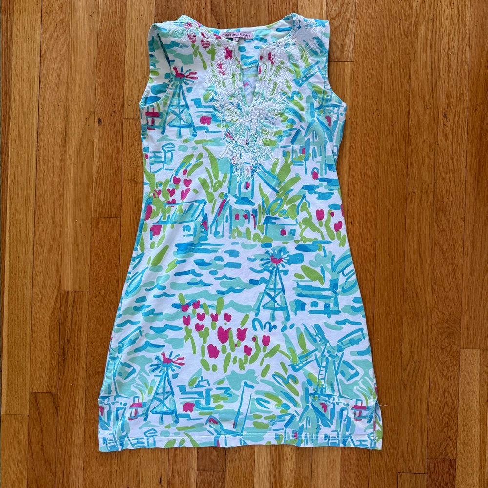 Blue Crew Neck Sleeveless Sheath Dress